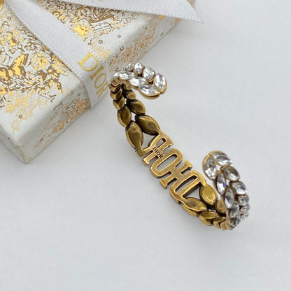 18K CD Vintage Crystal Cuff Bracelet