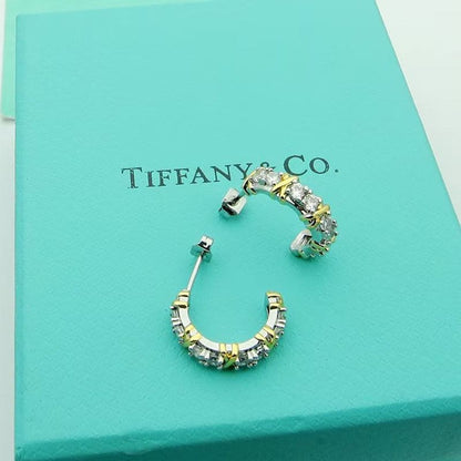 18K T Schlumberger Twenty Stone Hoop Earrings