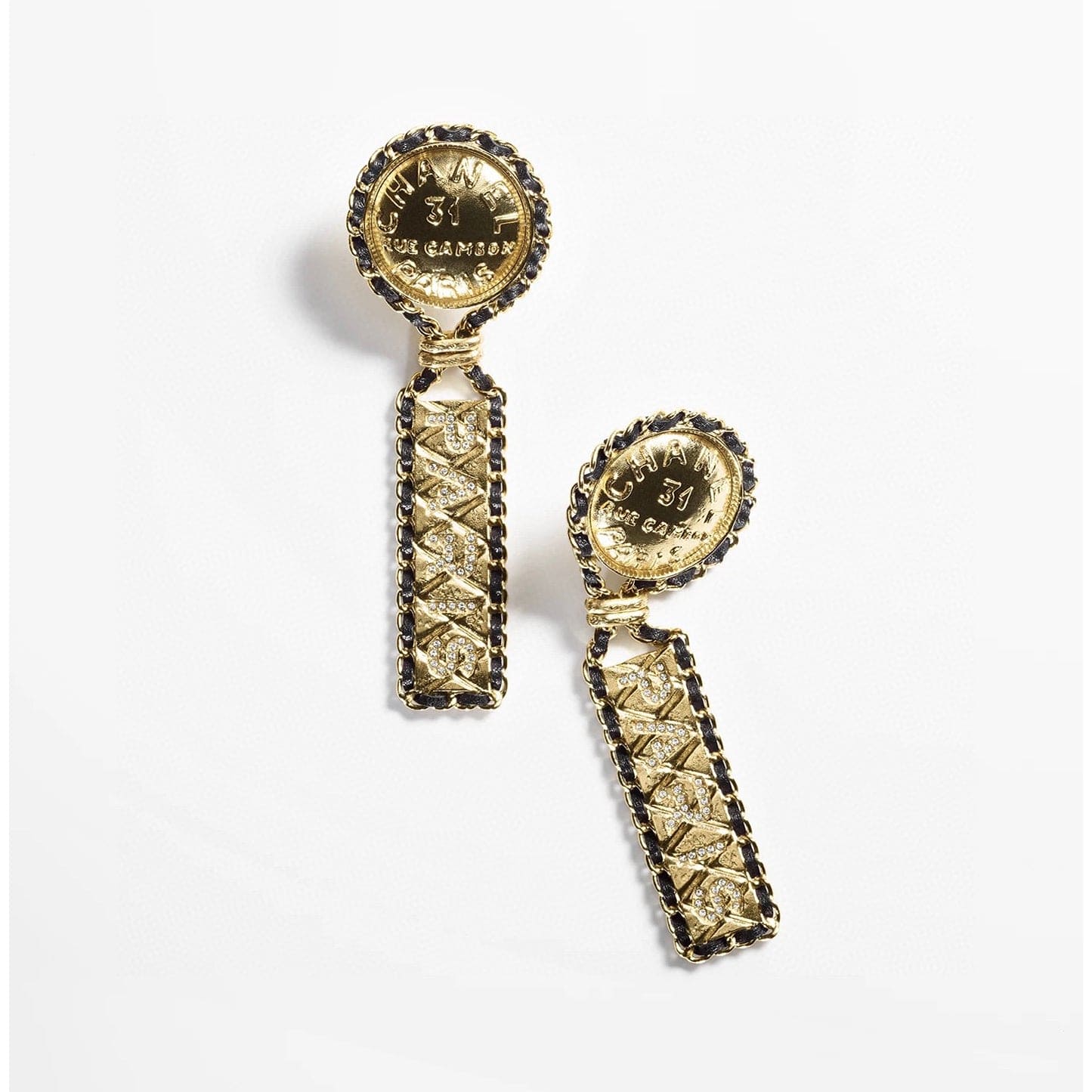 18K CC Leather Earrings