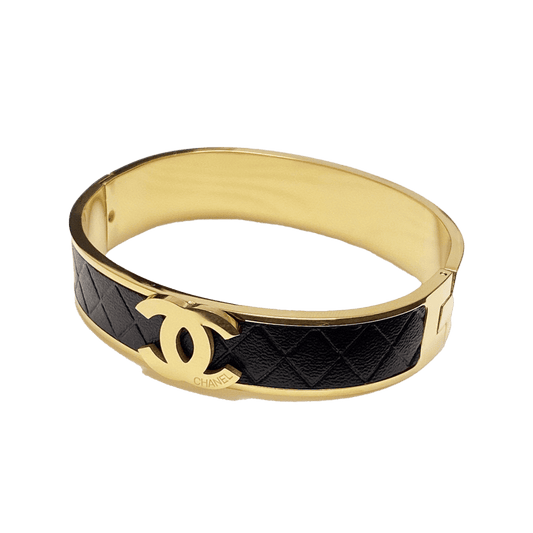 18K CC Cuff & Leather Bracelet