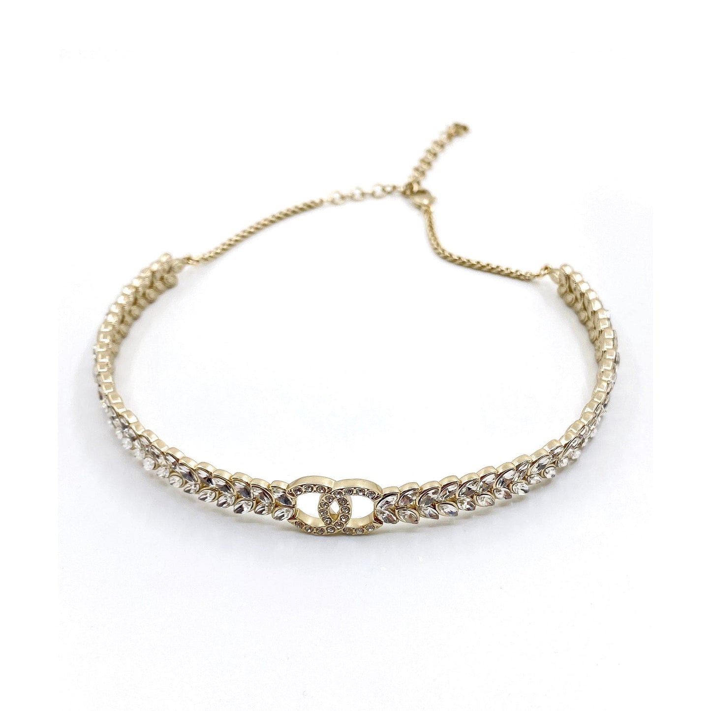 18K CC Chain Choker Diamonds Necklace