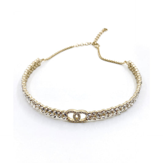 18K CC Chain Choker Diamonds Necklace