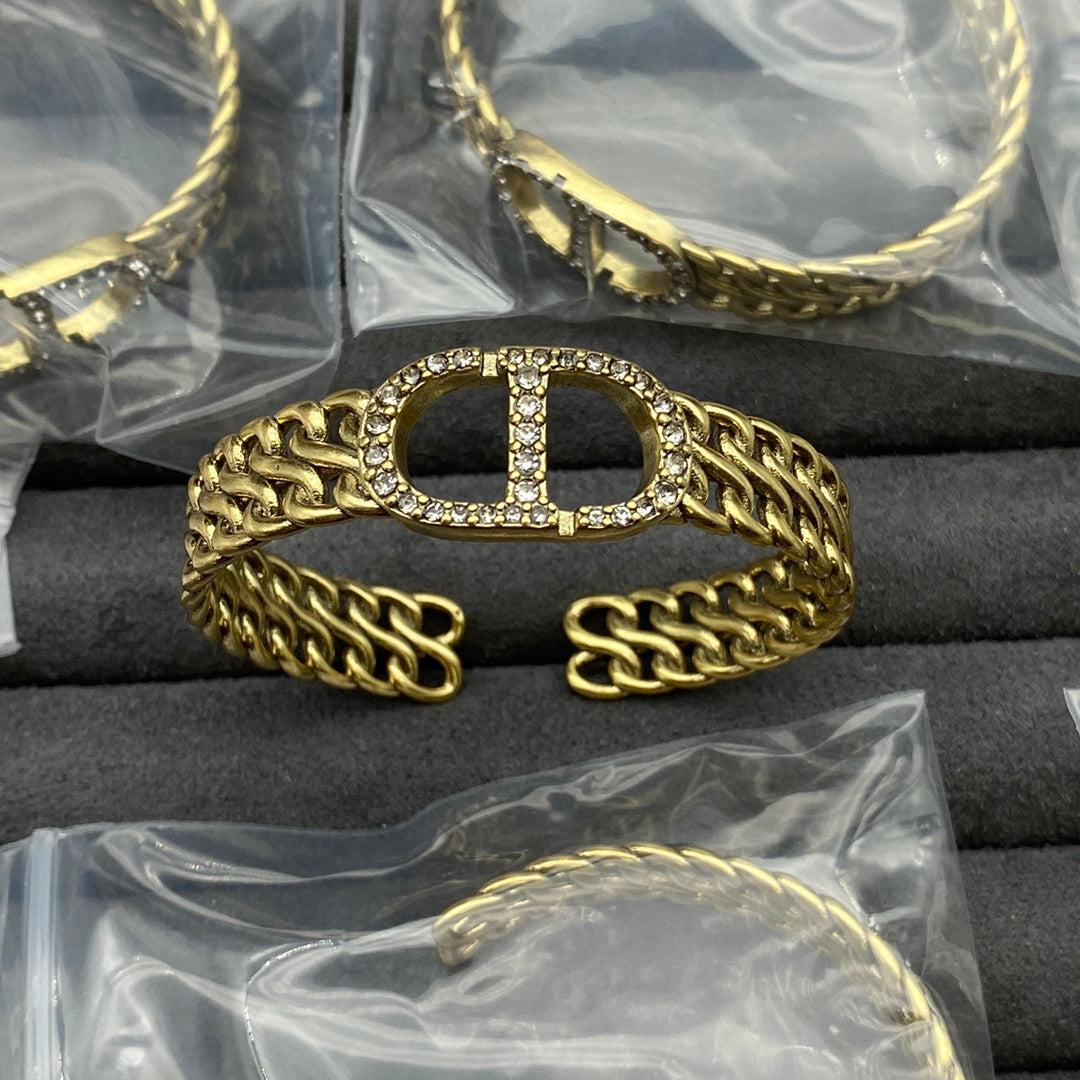 18K CD Open Cuff Diamond Bracelet