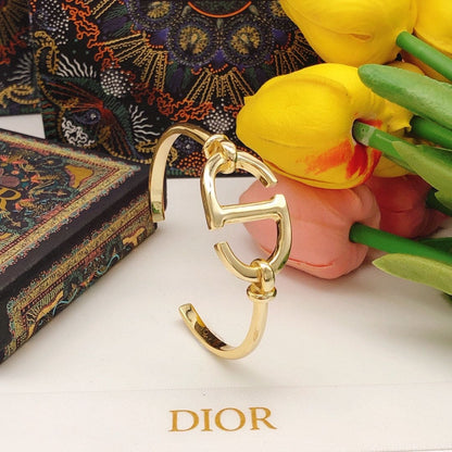 18K CD Navy Logo Bangle Open Cuff Bracelet