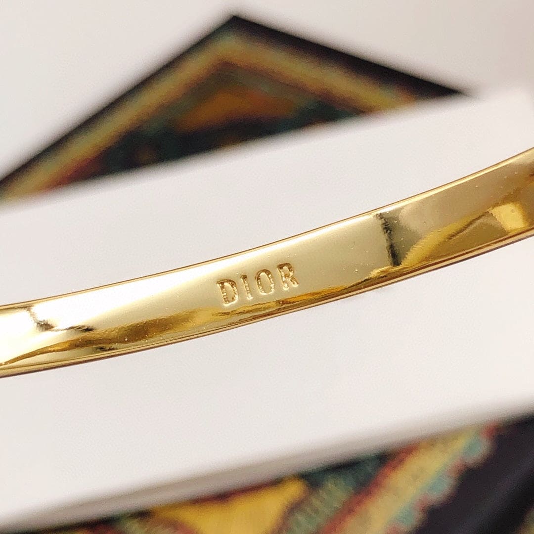 18K CD Navy Logo Bangle Open Cuff Bracelet