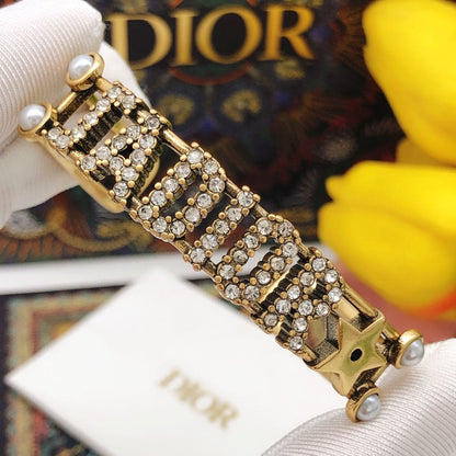 18K CD J¡¯adior Open Cuff Crystals Bracelet