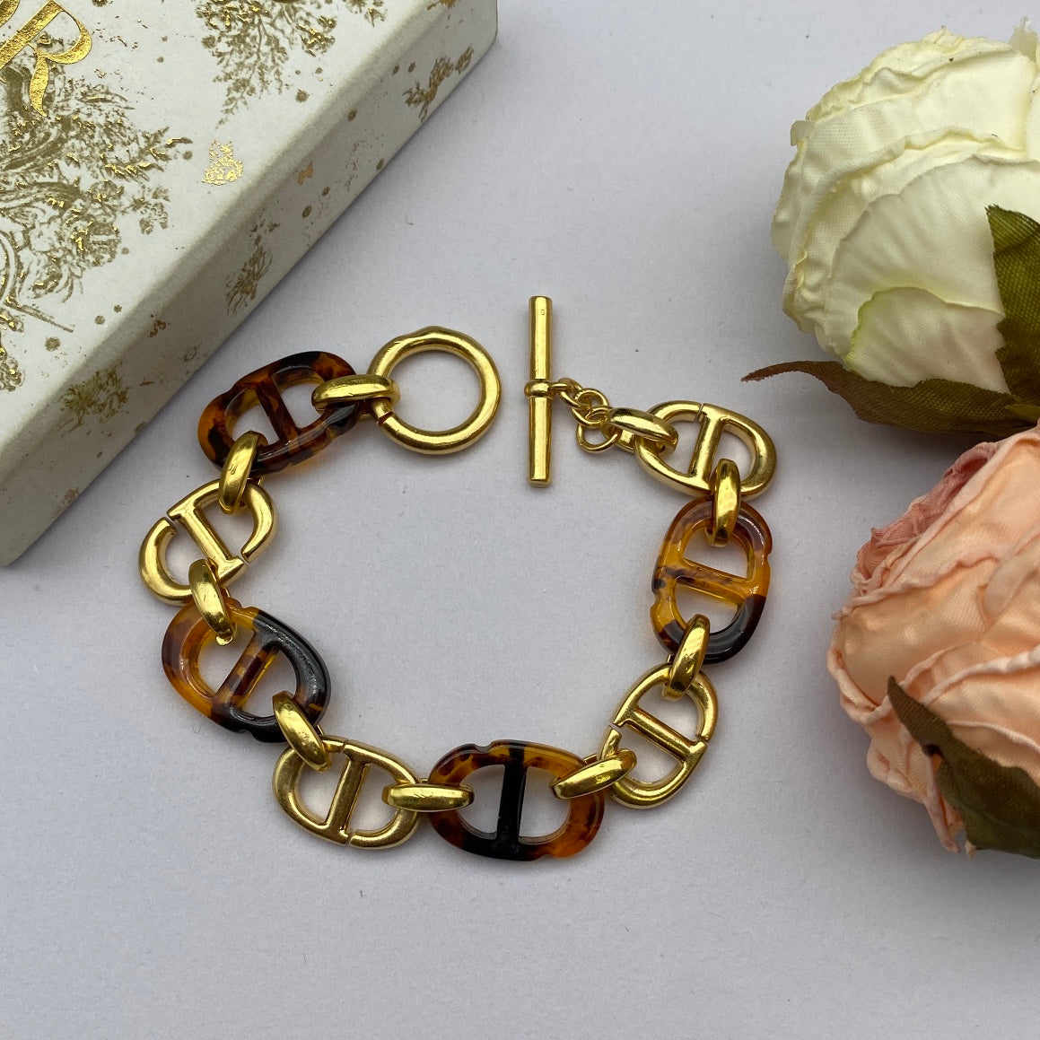 18K CD Navy Resin Bracelet