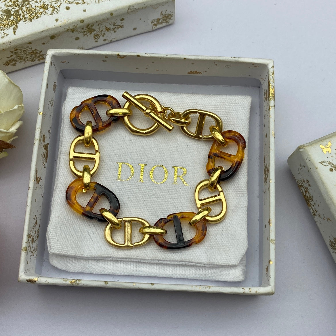 18K CD Navy Resin Bracelet