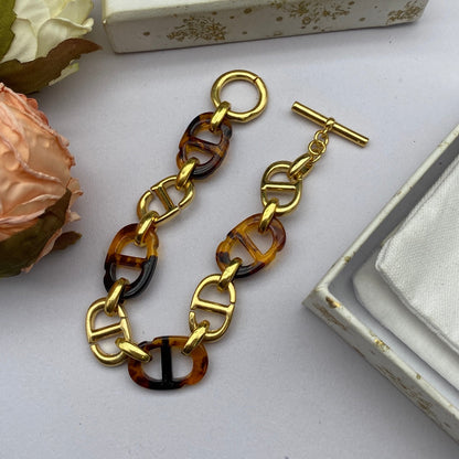 18K CD Navy Resin Bracelet