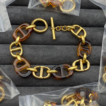 18K CD Navy Resin Bracelet