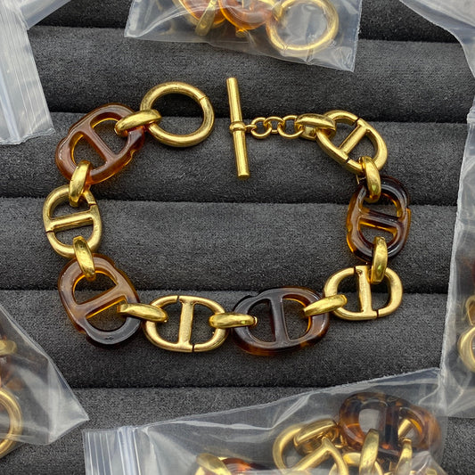 18K CD Navy Resin Bracelet