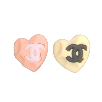 18K CC Pink & Yellow Resin Earrings