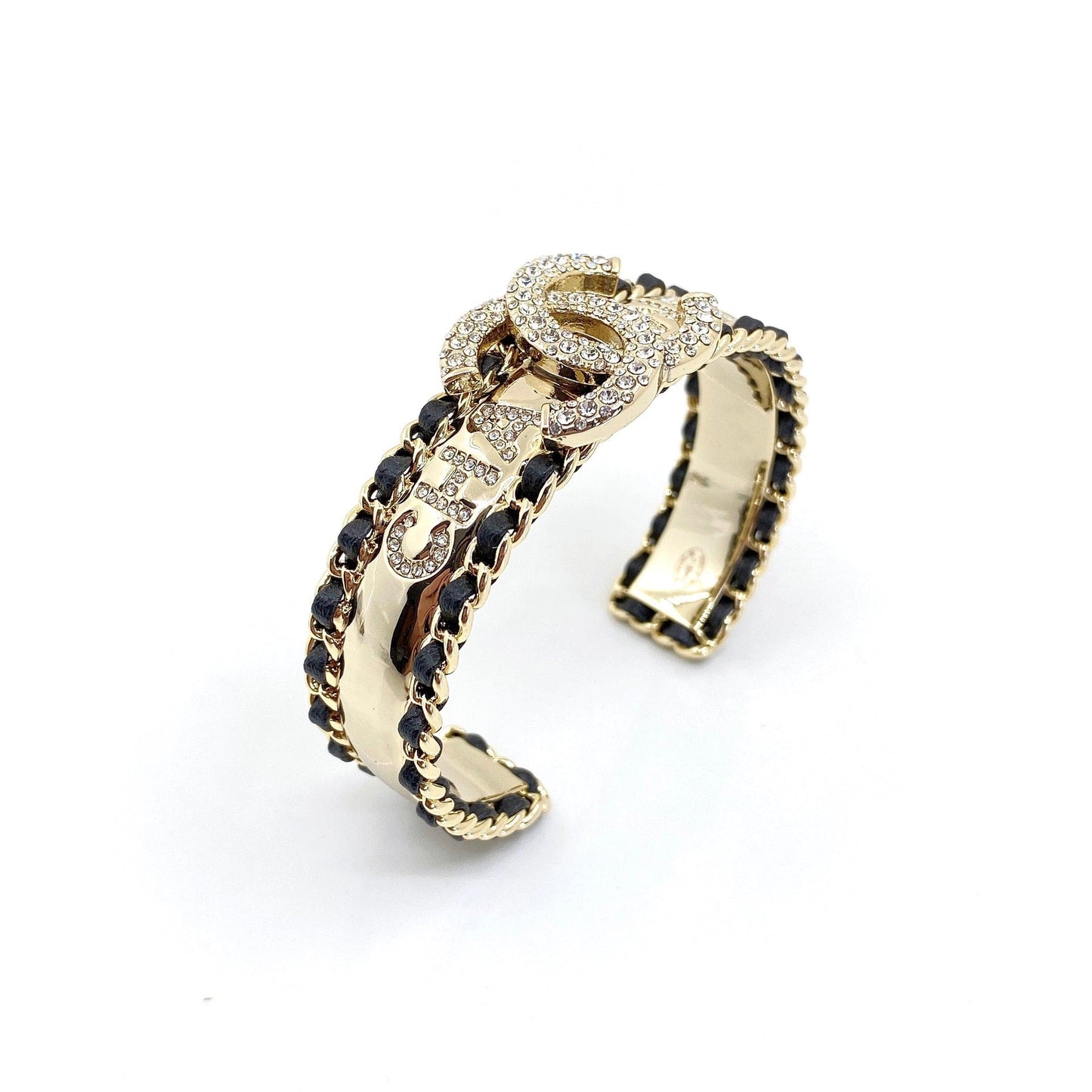 18K CC Black & Crystal Cuff Bracelet