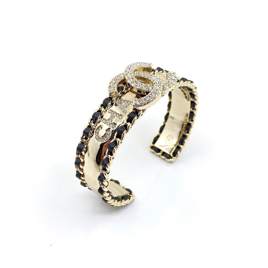18K CC Black & Crystal Cuff Bracelet