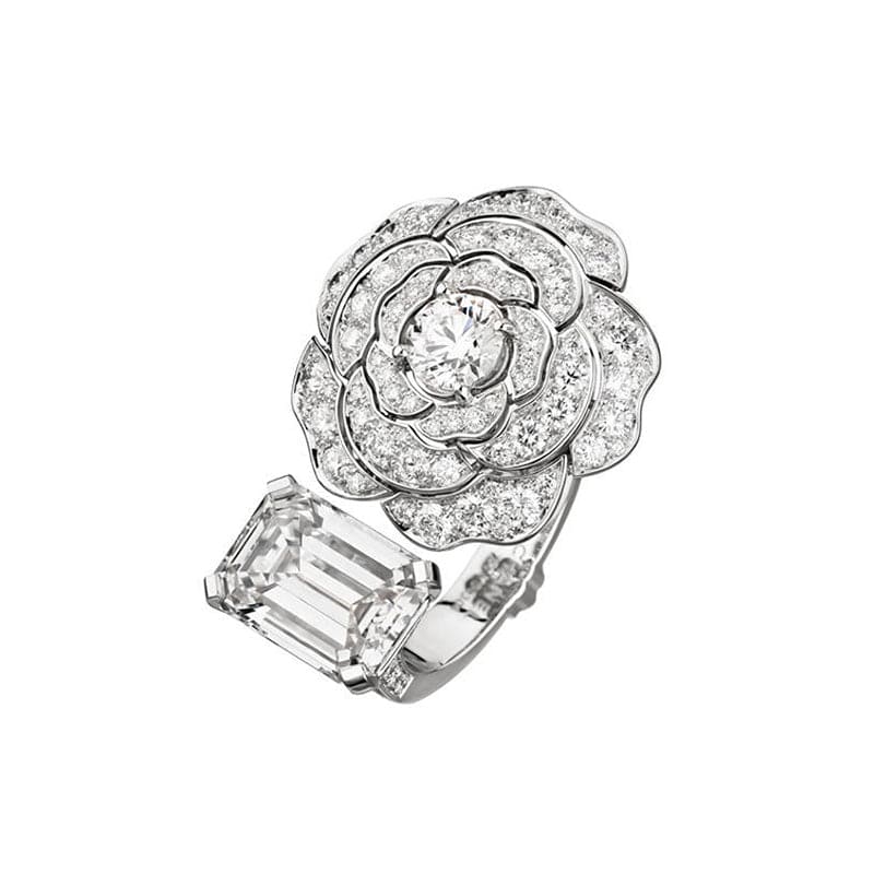 18K CC Diamond Camelia Ring