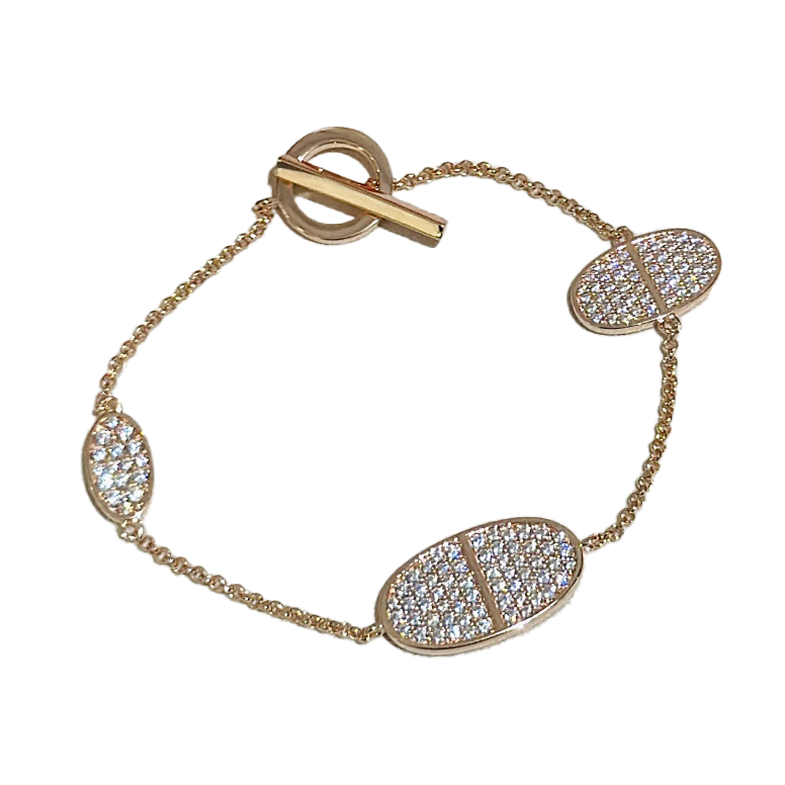 18K Chaine D'Ancre Verso Diamond H Bracelet