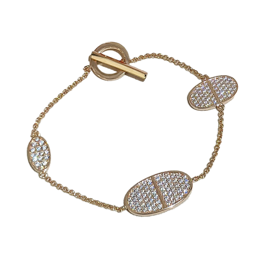 18K Chaine D'Ancre Verso Diamond H Bracelet