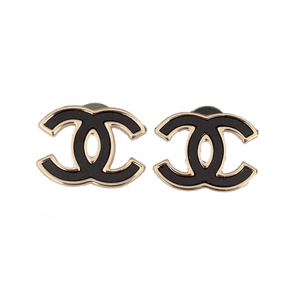 18K CC Black Earrings