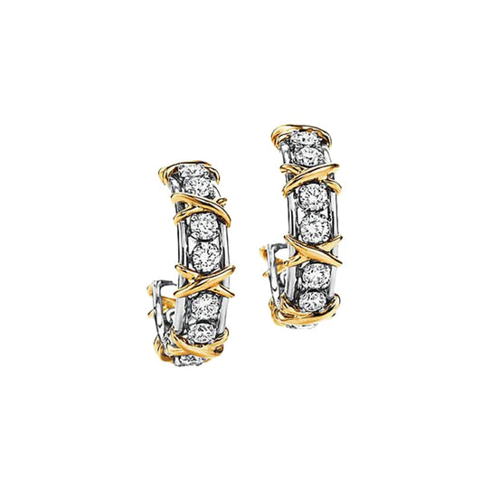 18K T Schlumberger Twenty Stone Hoop Earrings