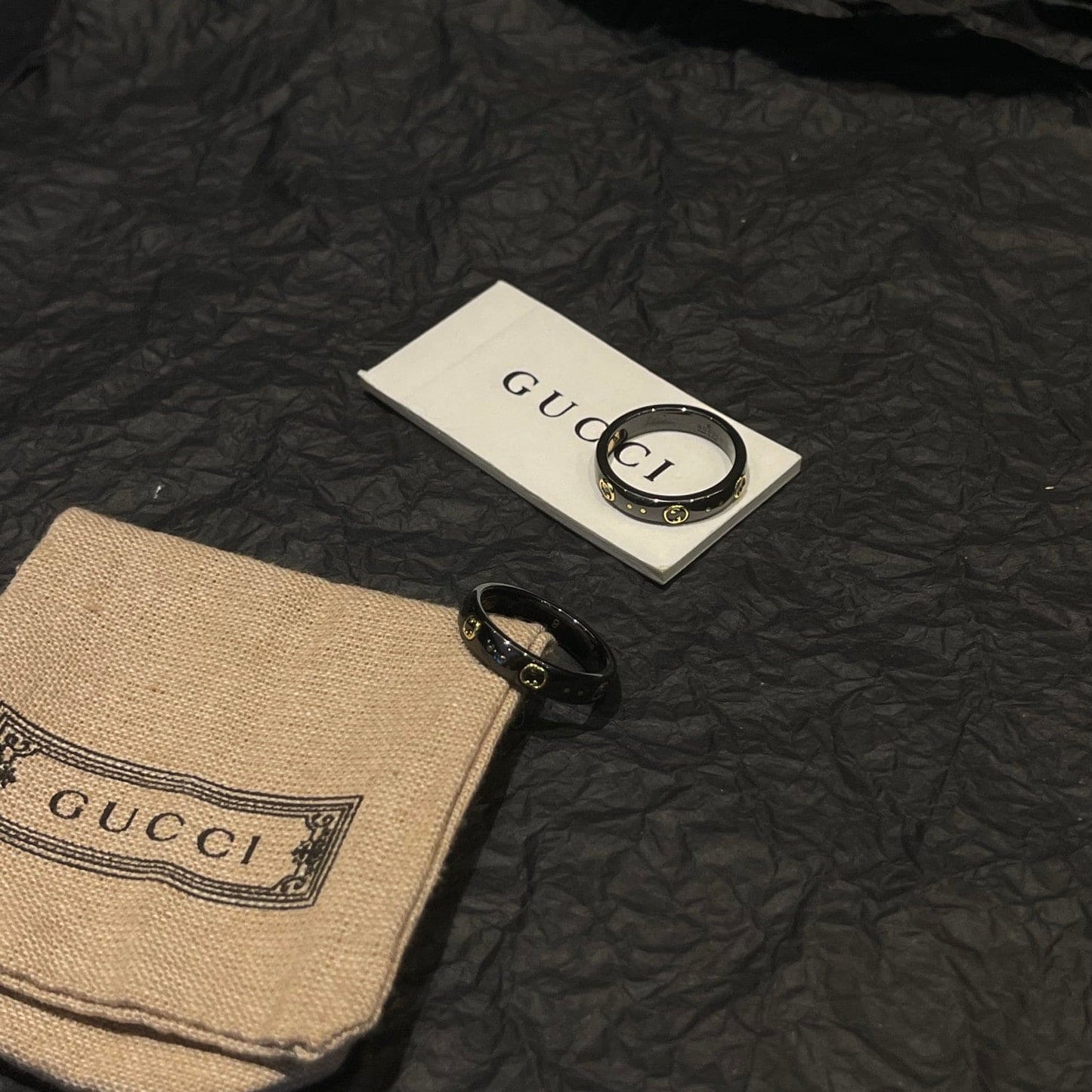 18K GG Icon Black Corundum Ring