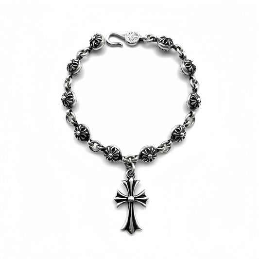 Chrome-Hearts Silver Cross Ball Tiny E Bracelet