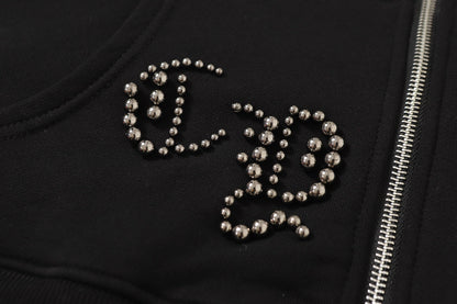 Chrome-Hearts Rhinestone Cross Hoodie - Black Gothic Streetwear Sweatshirt 2633