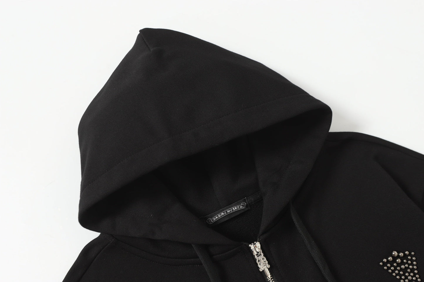 Chrome-Hearts Rhinestone Cross Hoodie - Black Gothic Streetwear Sweatshirt 2633