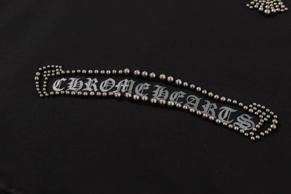 Chrome-Hearts Rhinestone Cross Hoodie - Black Gothic Streetwear Sweatshirt 2633