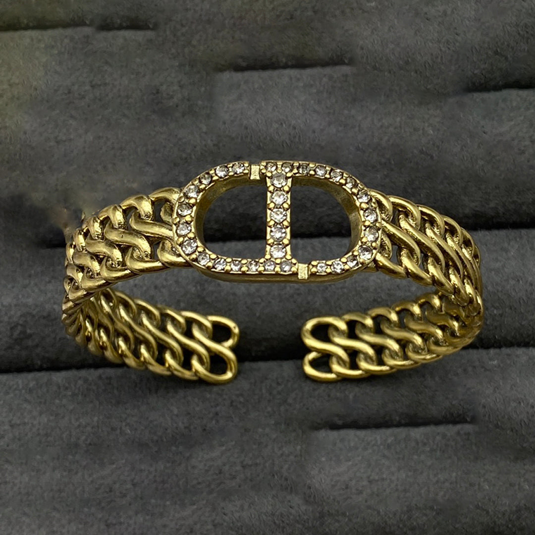 18K CD Open Cuff Diamond Bracelet
