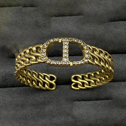 18K CD Open Cuff Diamond Bracelet