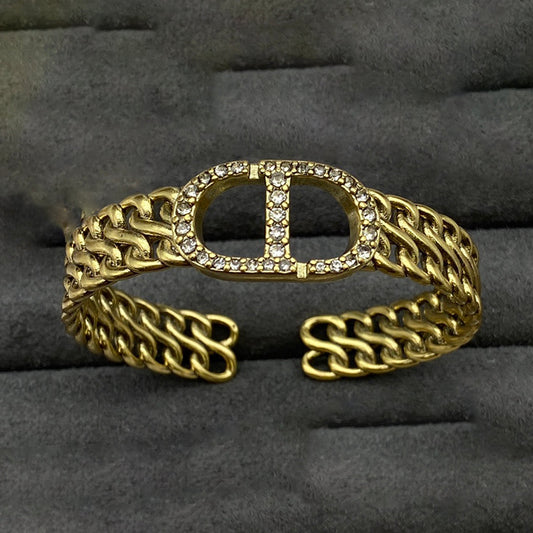 18K CD Open Cuff Diamond Bracelet