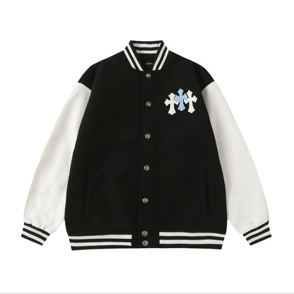Chrome-Hearts Black White Street Style Baseball Coat 002