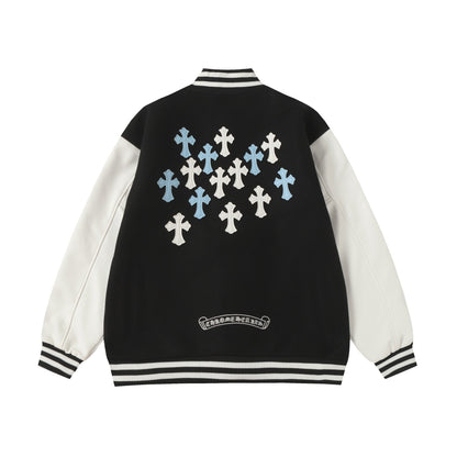 Chrome-Hearts Black White Street Style Baseball Coat 002