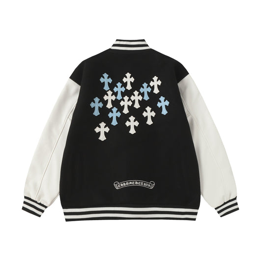 Chrome-Hearts Black White Street Style Baseball Coat 002