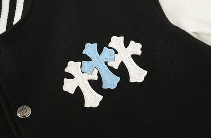 Chrome-Hearts Black White Street Style Baseball Coat 002