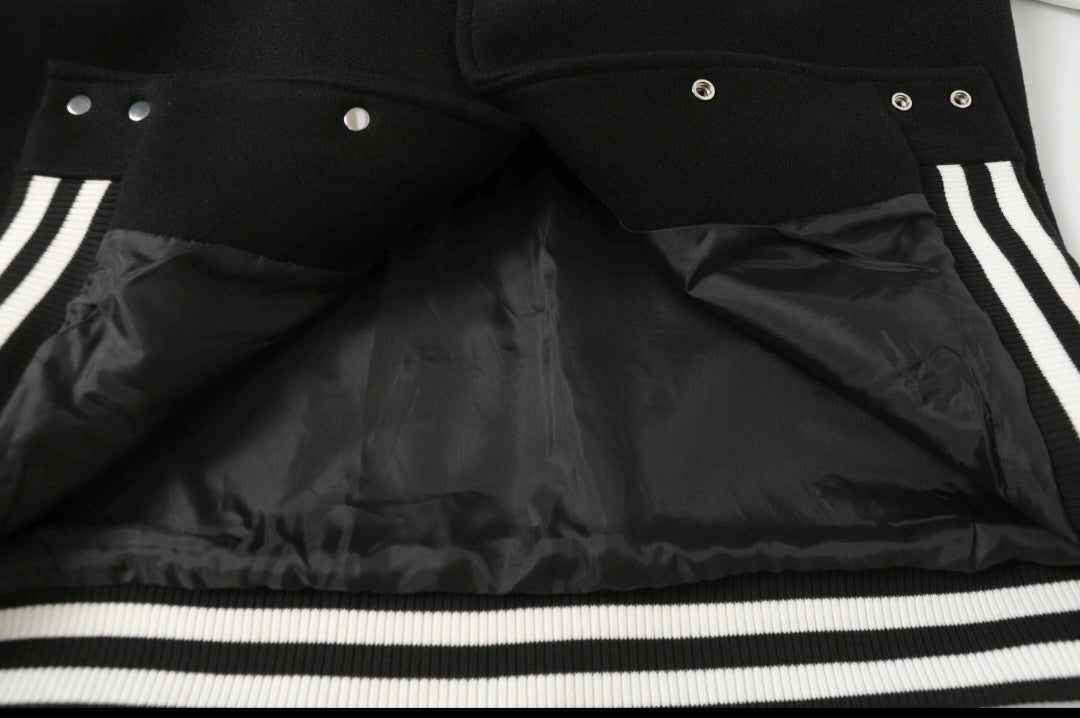 Chrome-Hearts Black White Street Style Baseball Coat 002