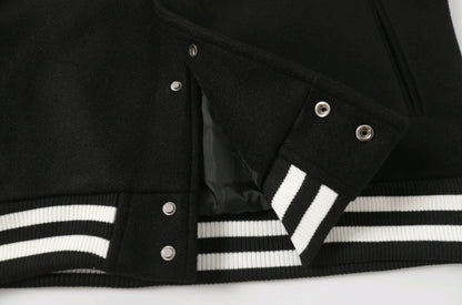 Chrome-Hearts Black White Street Style Baseball Coat 002