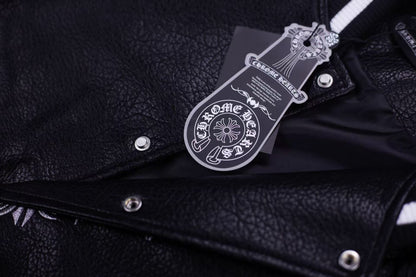 Chrome-Hearts Embroidered Sleeve Varsity Jacket - Black Streetwear Coat 5577