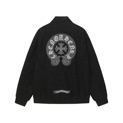 Chrome-Hearts Horseshoe Cross Jacket - Black Street Embroidered Coat 8800