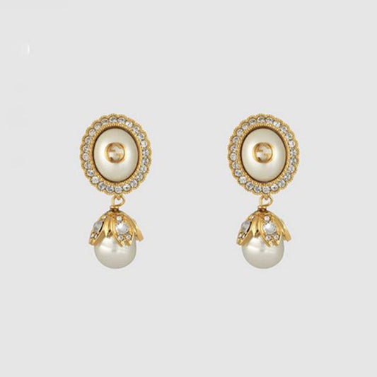18K Double G Flower Pearl Earrings