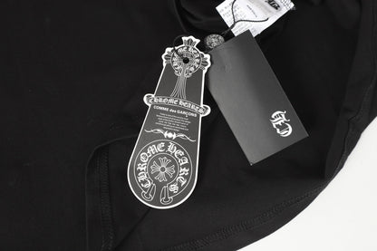 Chrome Hearts Logo Flag Long Sleeve Tee   Black White Gothic Street T-Shirt K2126