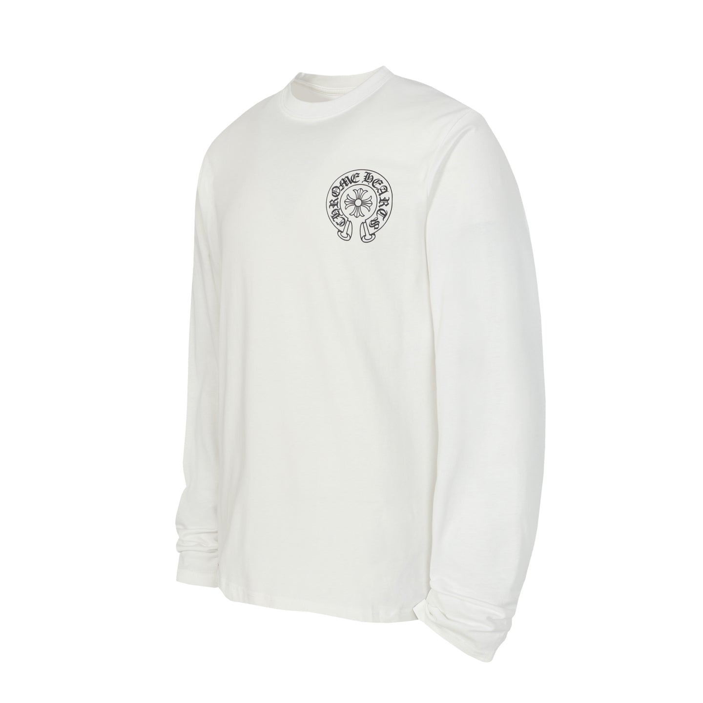 Chrome Hearts Logo Flag Long Sleeve Tee   Black White Gothic Street T-Shirt K2126