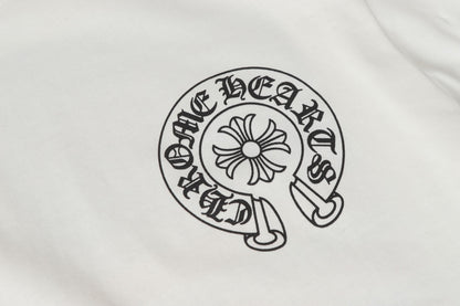 Chrome Hearts Logo Flag Long Sleeve Tee   Black White Gothic Street T-Shirt K2126
