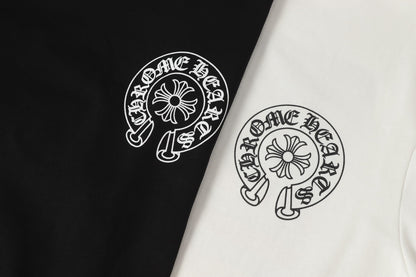 Chrome Hearts Logo Flag Long Sleeve Tee   Black White Gothic Street T-Shirt K2126