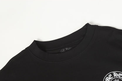 Chrome Hearts Logo Flag Long Sleeve Tee   Black White Gothic Street T-Shirt K2126