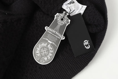 Chrome-Hearts Gothic Cross Knit Cardigan - Black Grey Streetwear Jacket 904