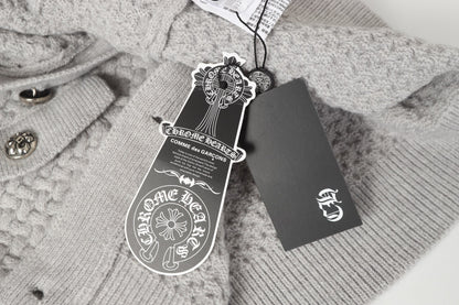 Chrome-Hearts Gothic Cross Knit Cardigan - Black Grey Streetwear Jacket 904