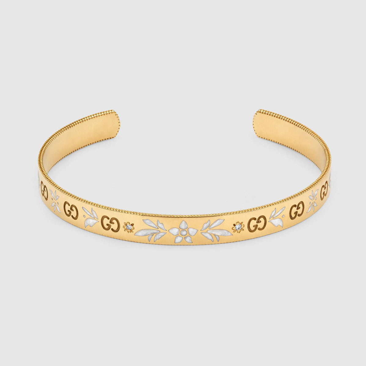18K Double G Icon Blossom Enamel Bangle Bracelet