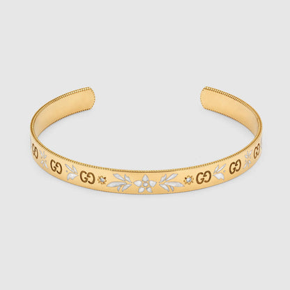 18K Double G Icon Blossom Enamel Bangle Bracelet