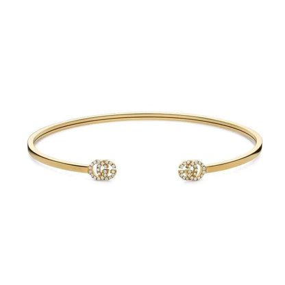 18K Double G Running Diamond Cuff Bracelet